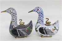 Two Chinese Cloisonne Enamel Duck