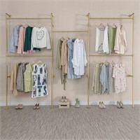 EDCB Industrial Pipe Clothing Rack Mounted Gold