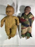 American Indian Wooden Doll & rubber baby doll