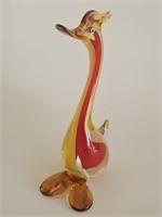 VTG MCM STUNNING MURANO RED AND GOLD GLASS LARGE