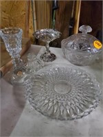 CRYSTAL CAKE PLATE/ CANDLE HOLDERS/ STAND