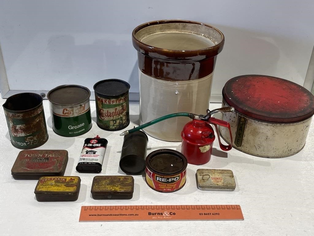 Selection Tins Etc. Inc. Tobacco, Oiler, Grease