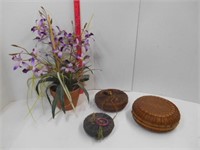 3 Sweet Grass Baskets and Floral Decor.