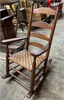 Antique Ladderback Rush Seat Rocking Chair