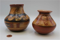 Pr. Indigenous Burnished Polychrome Olla Vases #1