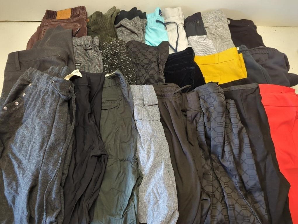 Box of 23 pairs Men's and Women's pants & shorts.