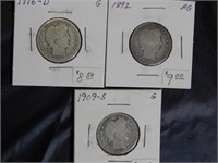 1892, 1909 S, 1916 D Barber Quarters