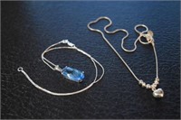 Sterling silver Necklace w/ Blue Stone and
