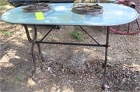 29"x48" Galvanized Table with Cast Iron Legs