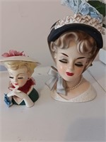 Two head vases Reubens and unmarked 7 inches tall