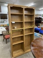 DOUBLE LIGHT STAINED NINE SHELF BOOK CASE