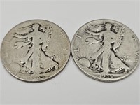 2-1935 D Walking Liberty Half Dollar Coins