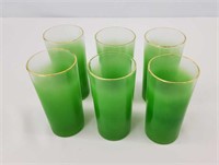 Six MC Green Frosted Glasses