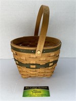 Longaberger Basket with green Stripes and Handle