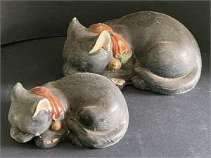 Ceramic Sleeping Cats, Largest 8"L