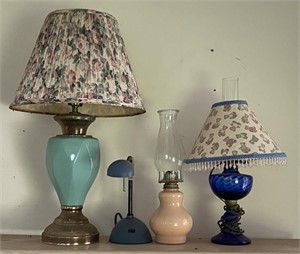 Various Lamps, Blue Ceramic 26"