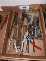 LOT ADJUSTABLE WRENCHES- SNAP RING PLIERS