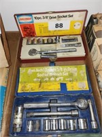 2 OLDER 3/8 DRIVE SOCKET SETS W/ METAL CASES