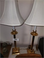 PAIR GOLD COLORED STICK TABLE LAMPS