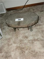 ANTIQUE UPHOLSTERED TOP SMALL 4 LEG FOOT STOOL