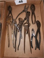 FLAT OF VARIOUS PLIERS WRENCHES