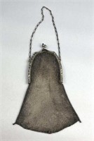 925 Silver Antique Victorian Long Chainmail Purse