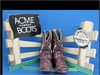 ACME COWBOY BOOTS STOR DISPLAY W/ USED BOOTS