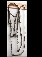 EARLY RAWHIDE & HORSEHAIR PRISON MADE BRIDLE &