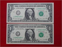 (2) 1988 A $1 Federal Reserve Notes - Crisp