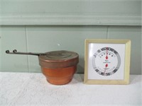 Copper pot and barometer