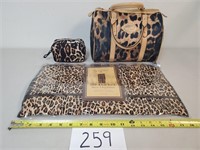 Leopard Print Bag, Cosmetic Bag & Shoe Organizer