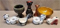 Hull USA F-5 Pottery, Cat Candle Holders,