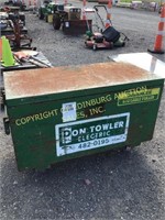 GREEN STEEL JOB BOX ON CASTERS