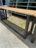 Shop bench with butcher block top 8 feet long 24