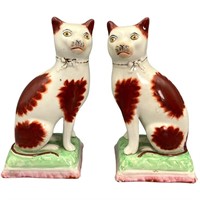 Pair Staffordshire Porcelain Cats
