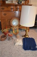 Table Lamp, Clock, Doilies, Placemats,