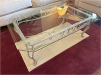 Glass Top Coffee Table, wrought iron base