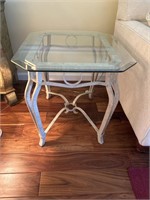 2 Glass Top end tables -Wrought Iron base
