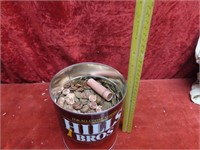Large coffee can of Unsearched Lincoln cents.