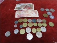 Foreign banknotes, coins & tokens. Lot.