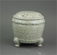 Chinese Geyao Porcelain Censer Qianlong Mark