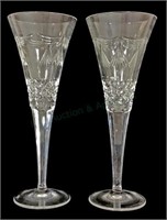 (2) Waterford Crystal Champagne Flutes