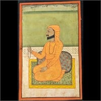 Indian Sikh School Miniature Painting Of A Saint