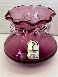 Pilgrim Cranberry Glass 3.25-Inch Vase