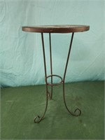 Metal Plant stand with wood top