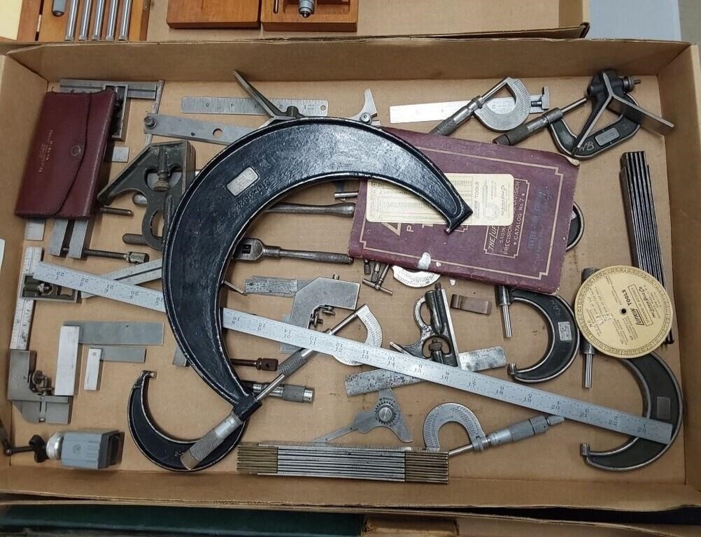 large lot of Lufkin and misc machinist tools, book