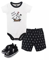 Ahoy Matey 6-9M Infant 3pc Set Onesie Shorts Shoes