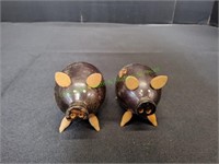 Vintage Wood Pig Salt & Pepper Shakers