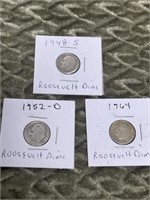 1948-52 & 64 ROOSEVELT DIMES