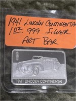 1941 LINCOLN CONTINENTAL 1 OZ SILVER BAR